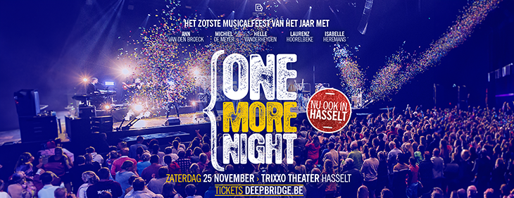 Zotste musicalfeest van Vlaanderen op 25 november voor 'One More Night' in Trixxo Theater Hasselt