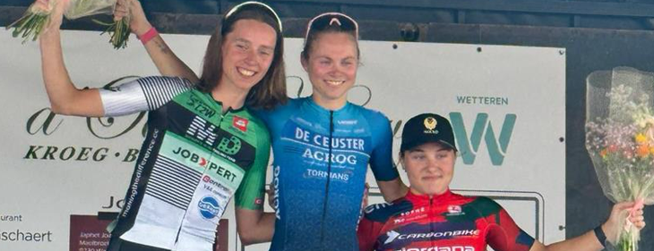 Wielrenster Laura Verdonschot wint, voor het eerst sinds de junioren, de wegwedstrijd in Massemen