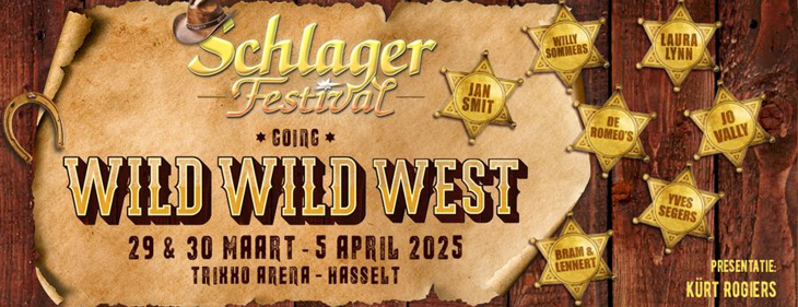 Jo Vally, De Romeo’s, Bram & Lennert en Yves Segers komen volgend jaar naar de ‘Wild Wild West-editie van Het Schlagerfestival