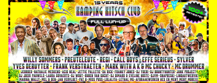 15 jaar Kamping Kitsch Club: Een vettig jubileum met meer dan 100 artiesten en meer dan 9 stages